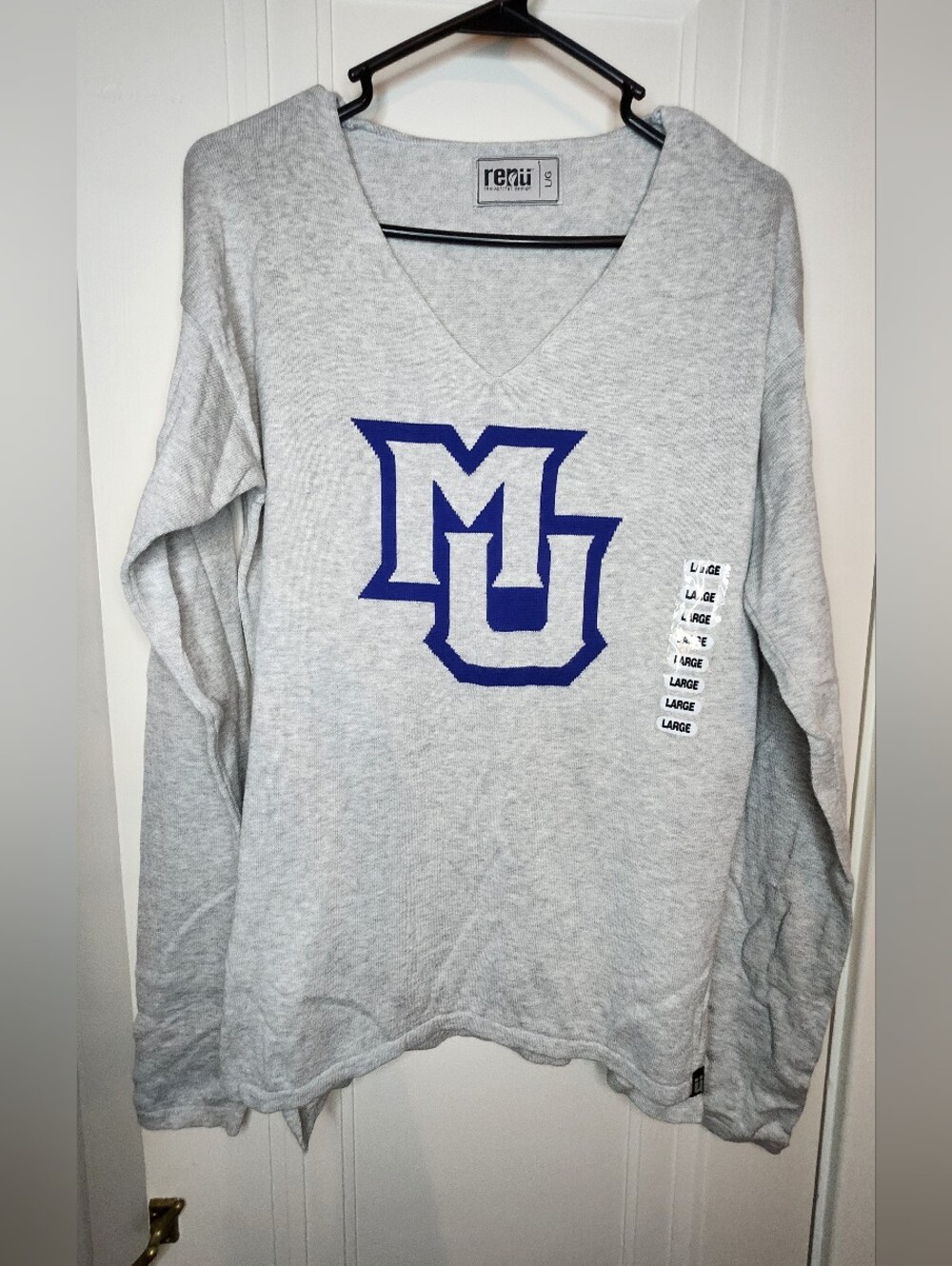 Renu Thoughtful Design Marquette University V-Neck Sweater Women's Size L Cotton
